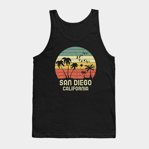 San Diego California Retro Vintage Sunset Aesthetic Tank Top by Inspire Enclave